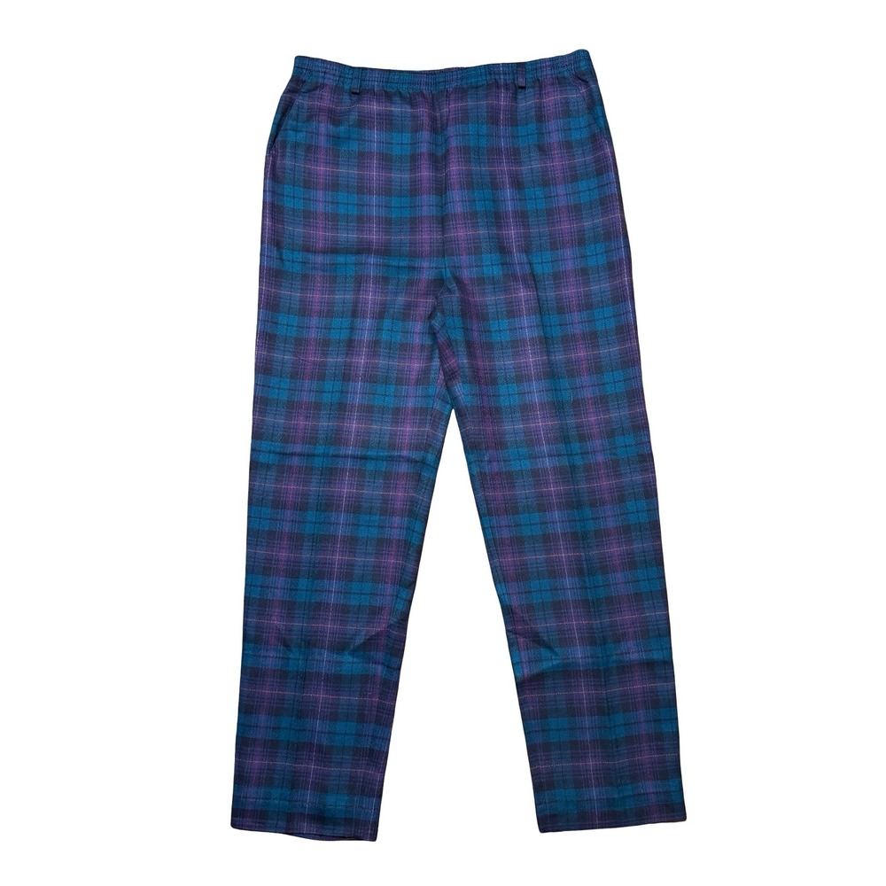 Vintage 90s Alfred Dunner Plaid Wool Pants Size 10 Blue Purple Dark Academia USA